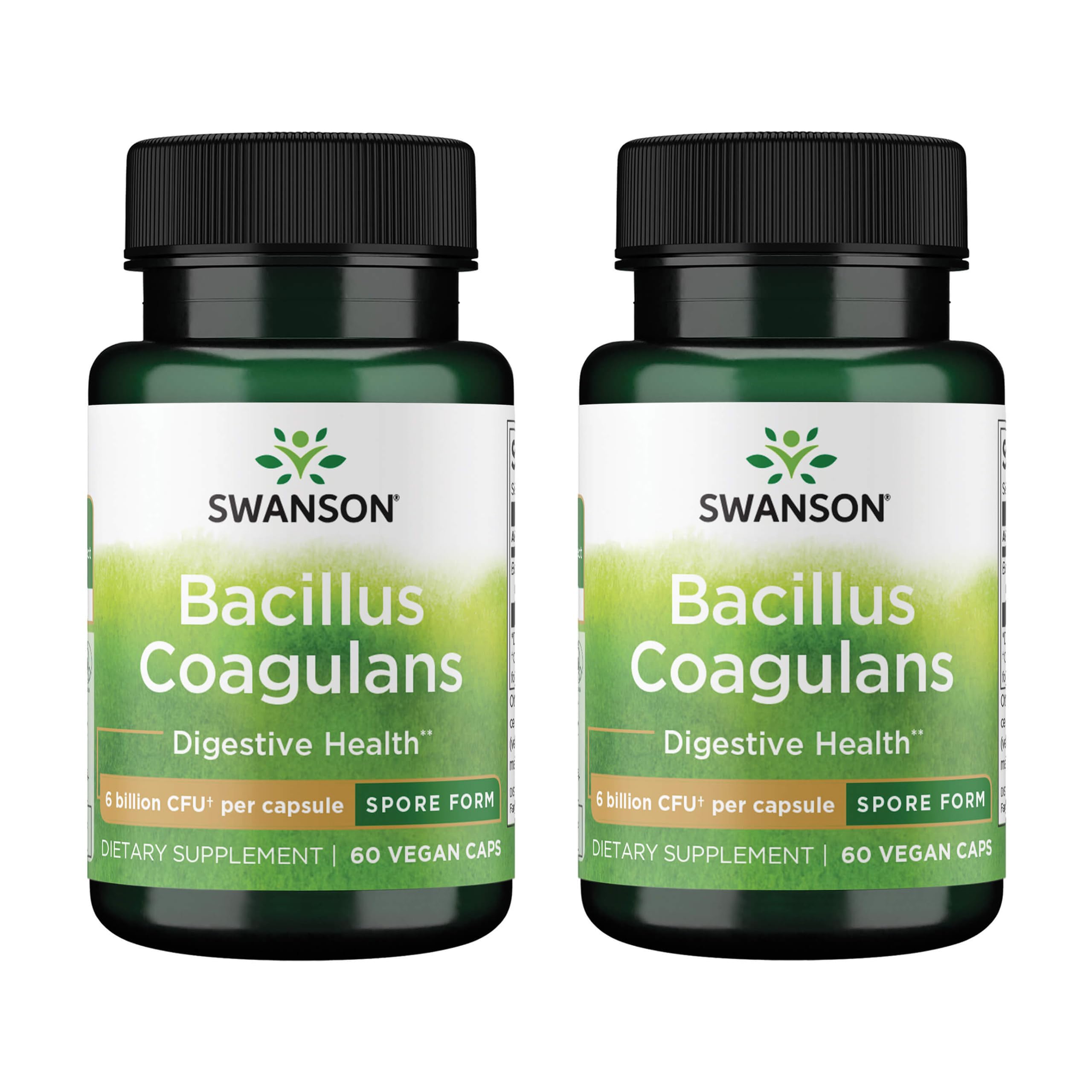 Swanson Bacillus Coagulans - Natural Probiotic Supplement Supporting Digestive Health w/ 6 Billion CFU - May Support GI & Overall Gut Health - (60 Veggie Capsules) 2 Pack