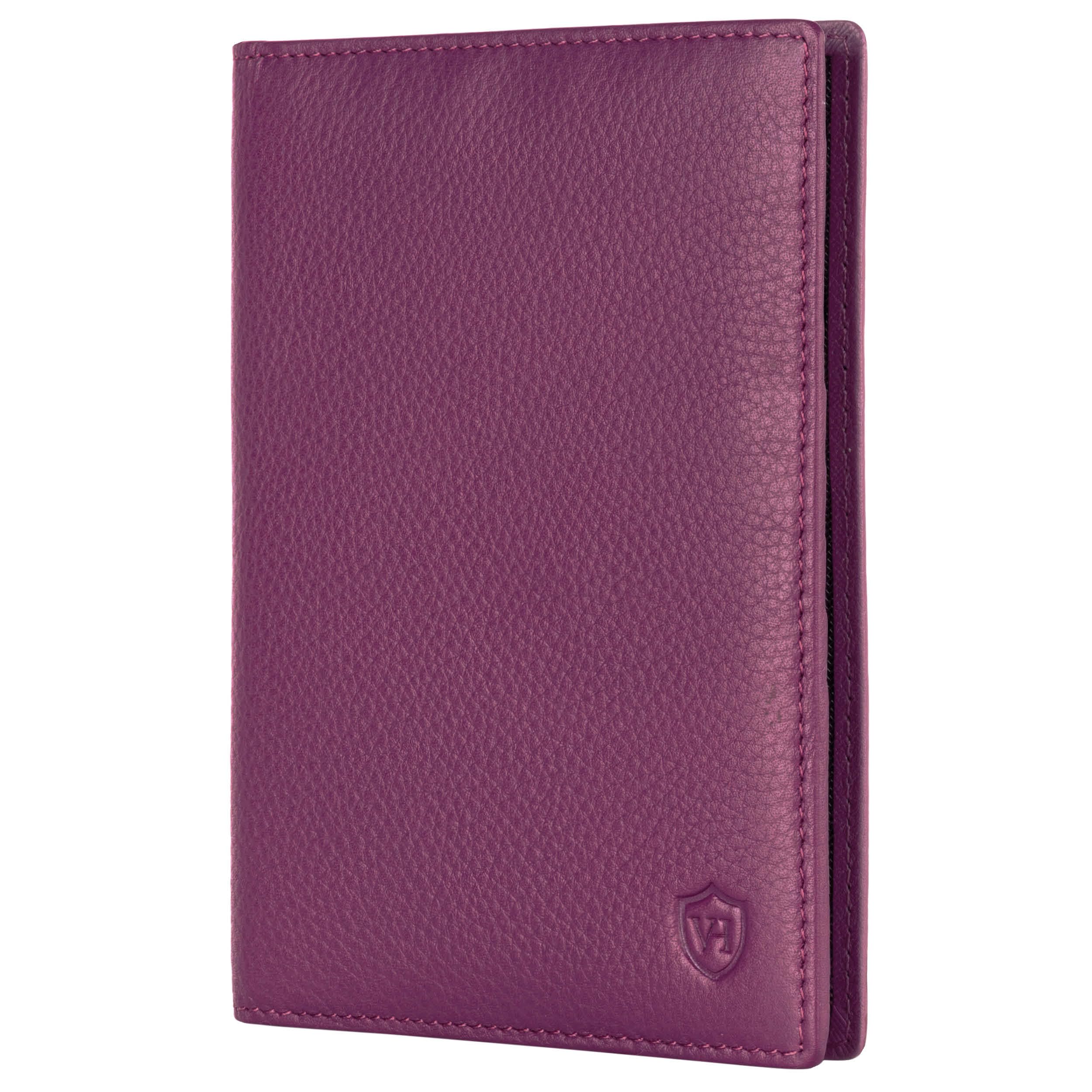 VON HEESEN® Reisepasshülle Leder Etui mit RFID-Schutz - Passhülle Passport Reisepass Mappe Hülle Organizer - Reiseorganizer für Damen & Herren (Pink)