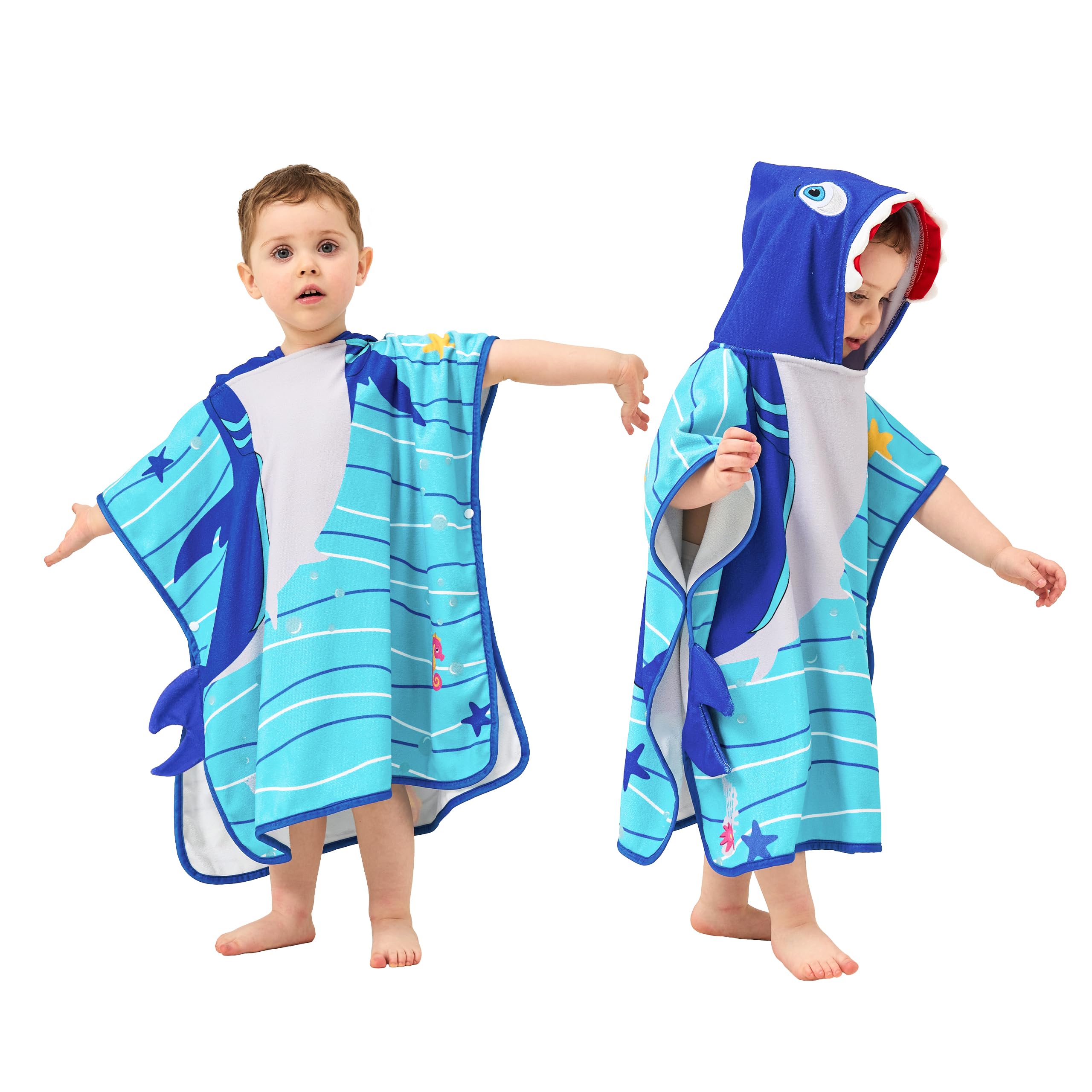 LOLANTA Hooded Towel for Kids Lightweight Swim Poncho Bath Pool Beach Toddler Towels Shark Towel Baby Gifts Shark