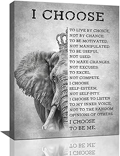 Elephant Wall Art Inspirational Quotes Elephant Pictures Wall Decor Black and White Canvas Prints Framed Artwork Home Office Decorations for Bathroom Living Room Bedroom Dinning Room 12"x16"