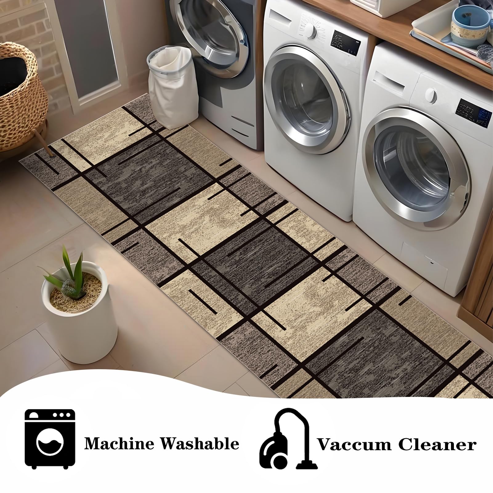 Rutschfeste Maschinenwaschbare Fußmatte 80 x 180 cm flurteppich läufer lang Flurteppich Wohnzimmer Teppich Küchenteppich Läufer für Eingang Küche Schlafzimmer Wohnzimmer, Schmutzfangmatte Innen