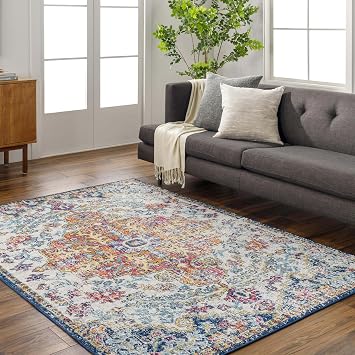 Livabliss Lou Asmara Vintage Rug, Living Room   140x200 cm, Blue & Orange