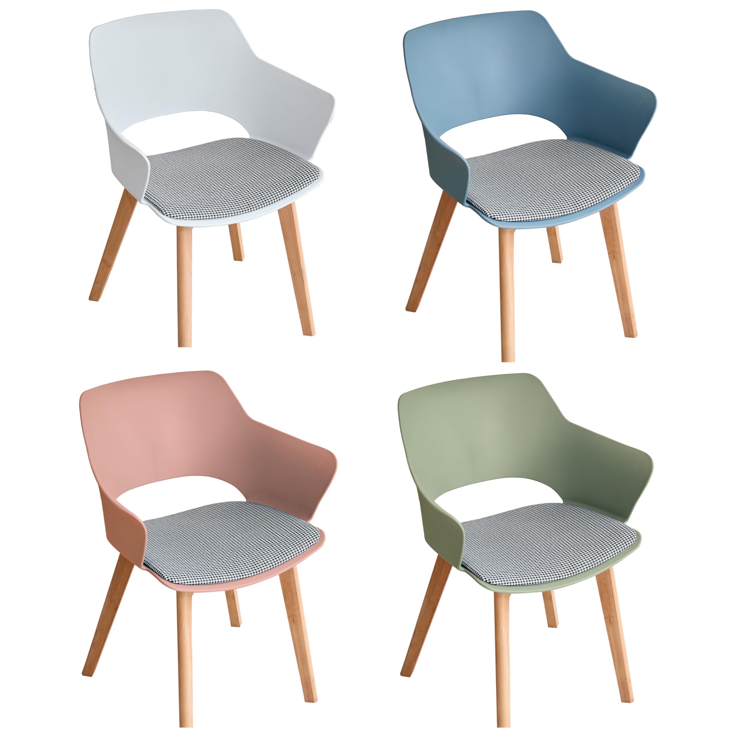 GrandCA HOME Set di 4 Sedie da Cucina Nordica Sedia da Pranzo con Gambe in Legno Massello, Sedie Imbottite per Camera da Letto, Soggiorno, Cucina,Miscela-2-N