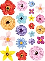 Teacher Created Resources Wildflowers Accents - 60 Colorful Flower Cutouts, Assorted Sizes for Classroom Decor & Bulletin Boards (TCR6595)