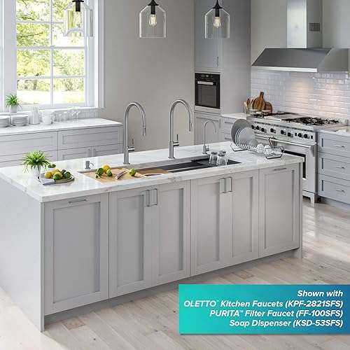 Miniatura 96 de KRAUS Kore KWU111-21 - Fregadero de cocina con estación de trabajo de 21 pulgadas, para empotrar, cuenco doble, de acero inoxidable calibre 16