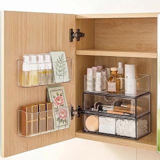 PAVSTINE Clear Medicine Cabinet Organizer, Slim Makeup Holder, Space-Saving, for Bathroom, Vanity, Countertop