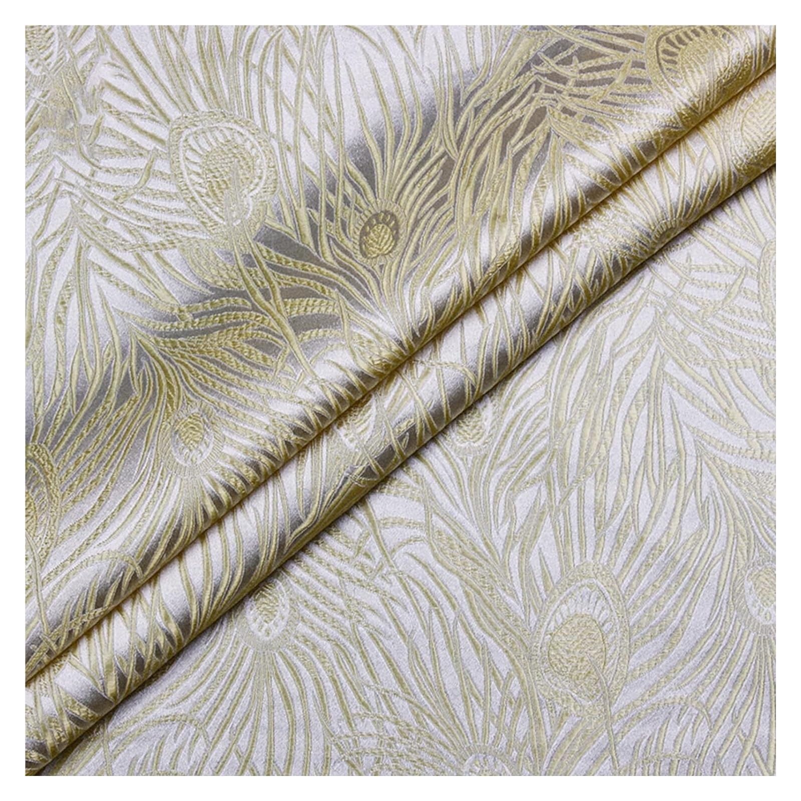 Tissu plume de paon magnifique design brillant style chinois pour costume cheongsam 75x100cm
