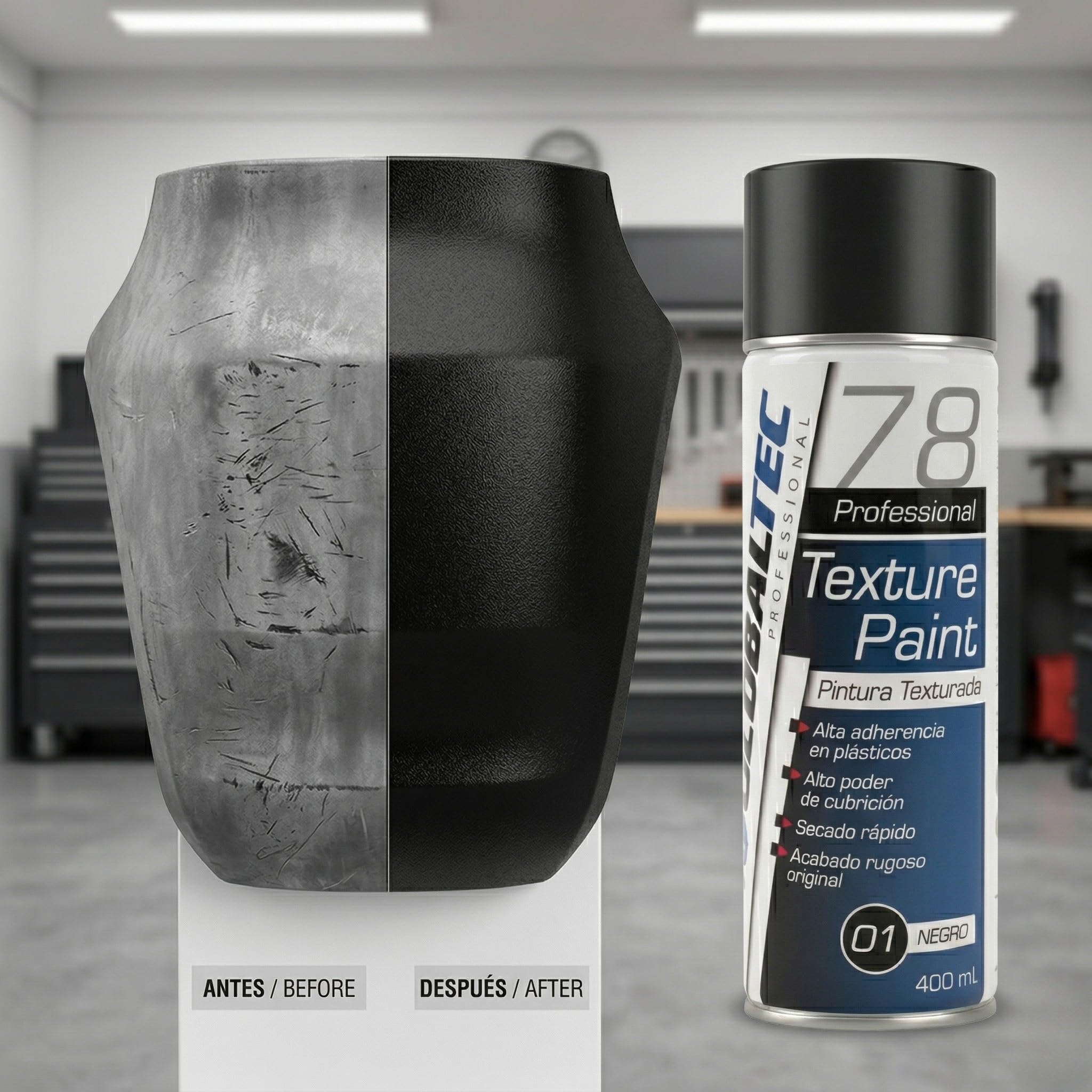 Vernice Spray Effetto Ruvido Nero 400 ml – Finitura Texturizzata Antigraffio UV per Paraurti, Plastiche e Metallo – Asciugatura Rapida, Anticorrosione e Massima Aderenza