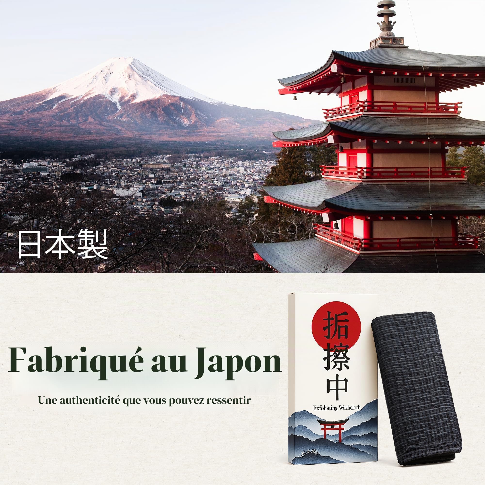 Gant de toilette exfoliant japonais – Fabriqué au Japon, serviette de douche 100 % nylon, un chiffon de toilette pour tous les types de peau.