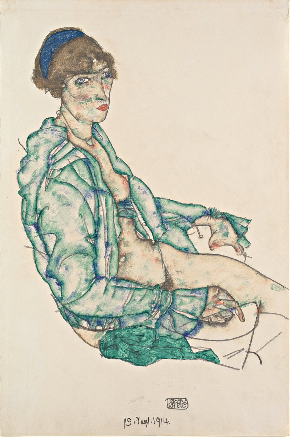 Cuadro de Egon Schiele con marco marrón mediano para vestir paredes vacías con arte