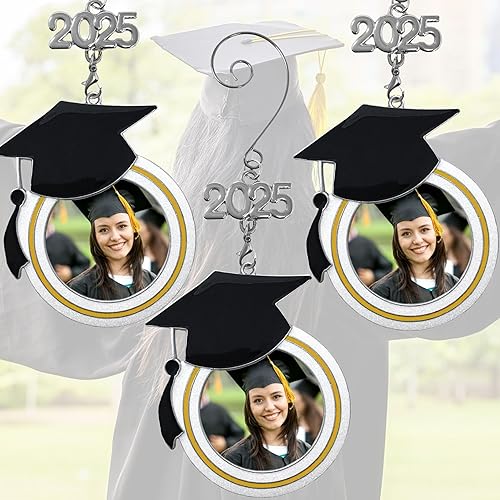 Miniatura 9 de Adorno de fotos de Navidad de graduación para 2024 y 2023  Diseño de sombrero de graduación Felicitaciones para estudiantes de último año bolsas de