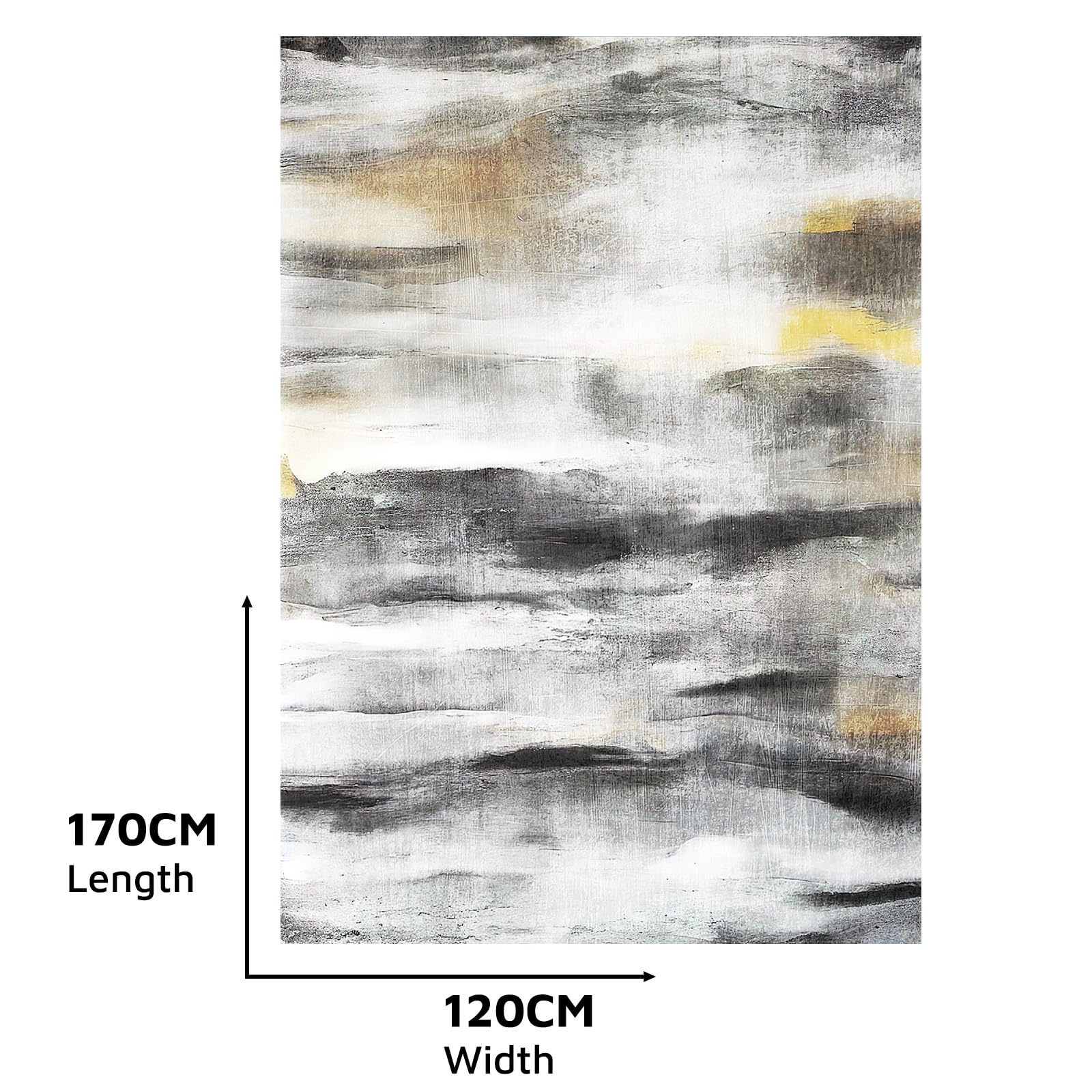 Vamcheer Tappeto Salotto Moderno Lavabile - Tappeto Soggiorno antiscivolo,Camera da Letto Pelo Corto, Tappeti Grande Sala da pranzo, ufficio, corridoio,120x170cm Nero/Oro