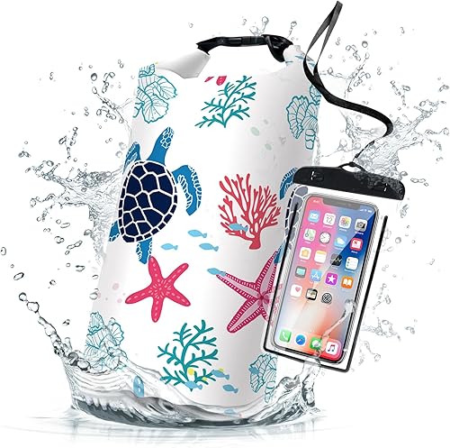 Miniatura 1 de Bolsa seca impermeable, con parte superior enrollable, tortuga marina, coral, estrella de mar, mochila impermeable de 5L10L20L, bolsas flotantes y