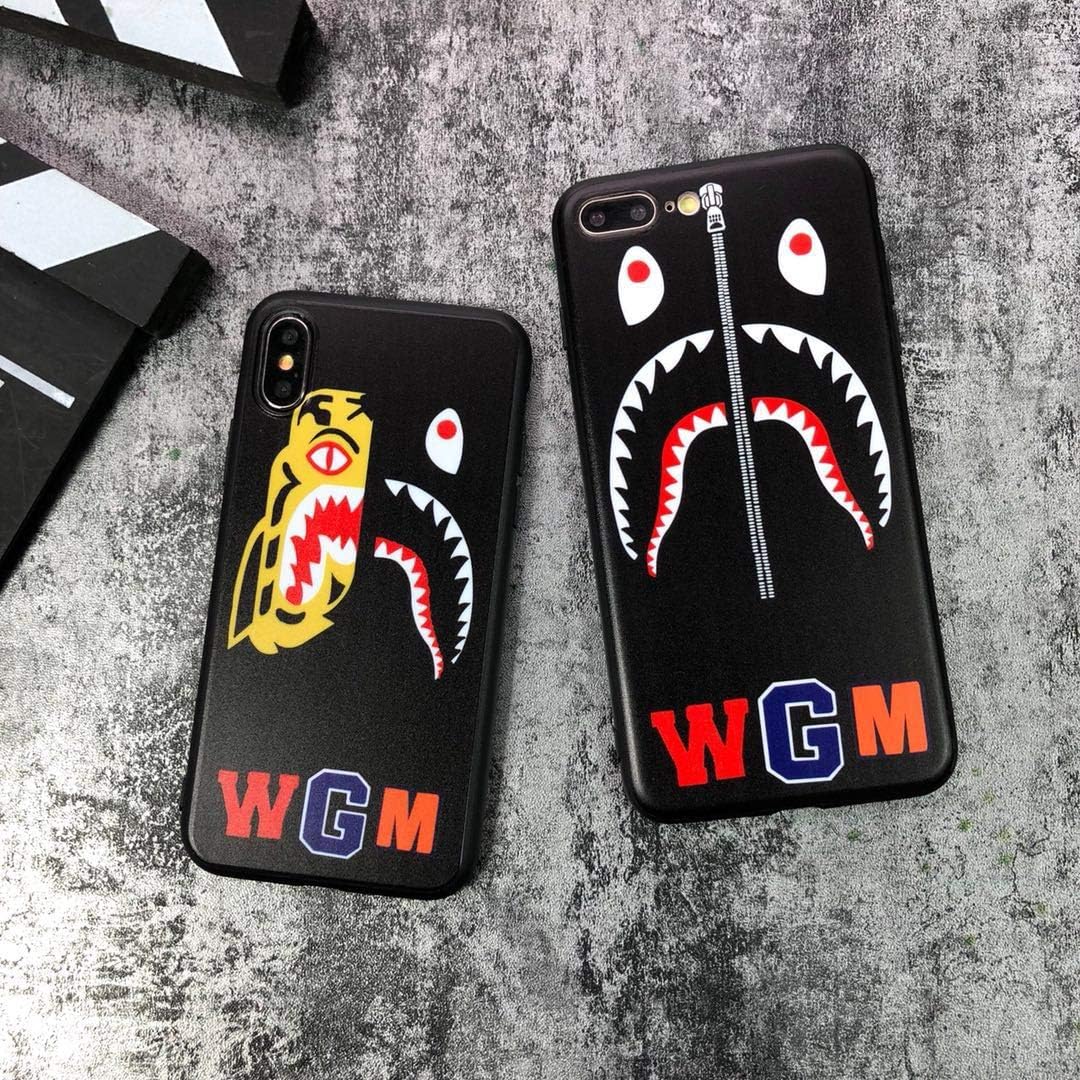 Shark Teeth Hardshell Silicone Case for iPhone 6/6 Plus/iPhone 7/7 Plus/iPhone 8/8 Plus/iPhone X/Xs/Xs Max/Xr with Matte Finish Bape Hypebeast iPhone Case (Style 1, iPhone X/Xs)