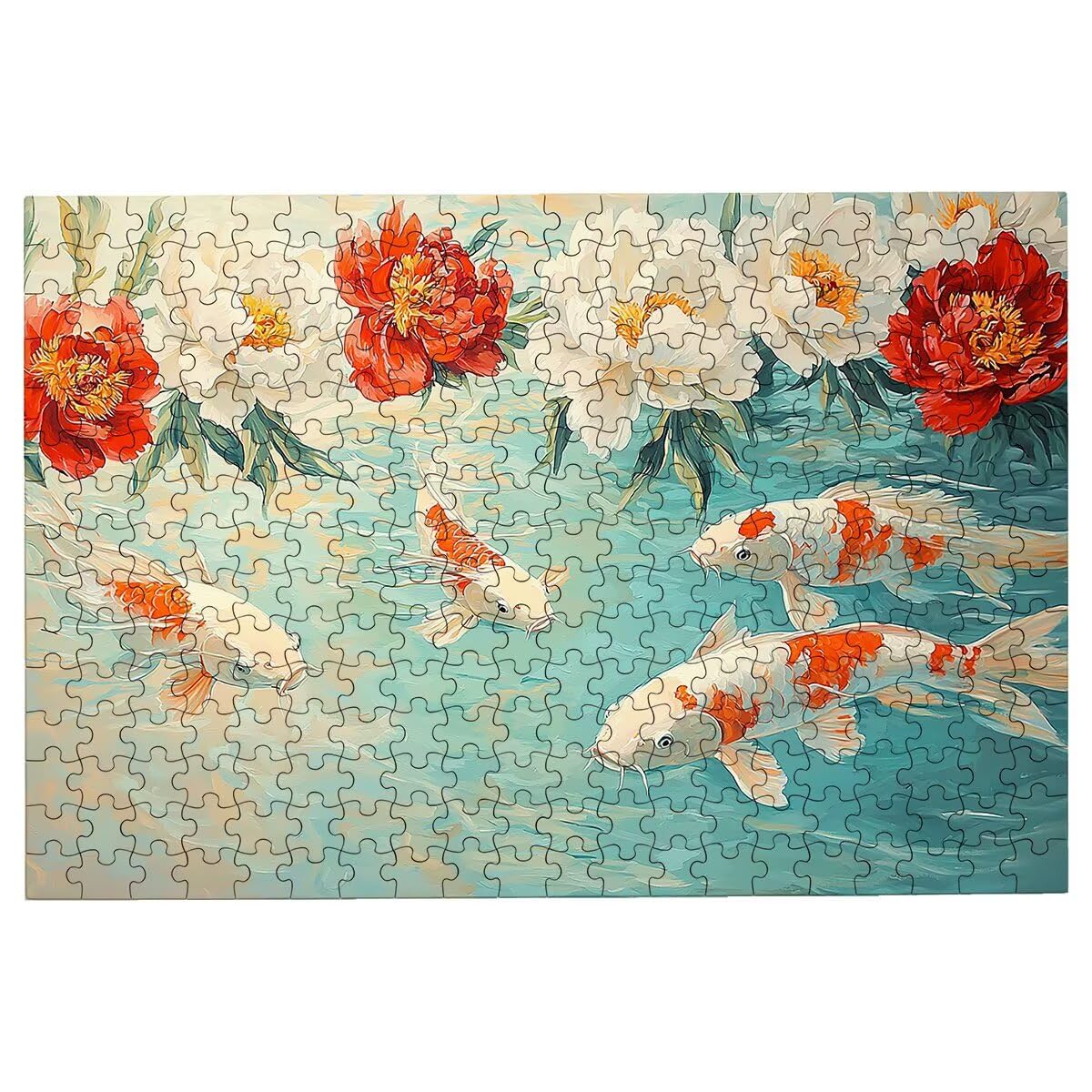 Puzzle 1500 sztuk piwonia, puzzle ryby, puzzle 1500 dorosłych, puzzle dla dorosłych z pudełkiem prezentowym, drewniane puzzle wyzwanie dla całej rodziny, oryginalne prezenty dla kobiet Decor -2890