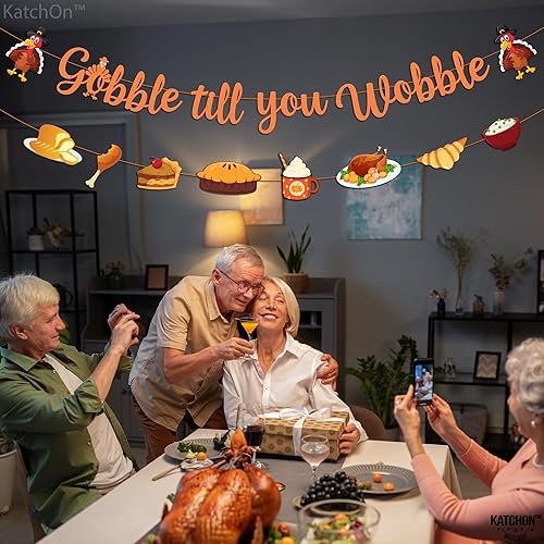 Miniatura 5 de KatchOn, Cartel de Feliz Acción de Gracias con purpurina dorada  Grande de 10 pies, sin bricolaje  Cartel de decoración de Gobble Till You Wobble