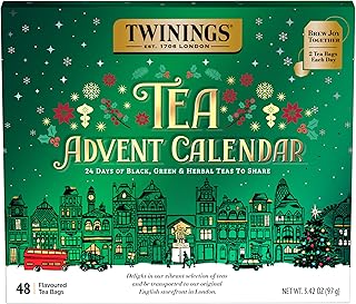 NEW Twinings Tea Advent Calendar Gift Set, 24-Day Holiday Sampler with Black, Green & Herbal Teas, Christmas Countdown Box for Tea Lovers, Brew Joy Together, 48 Count (Pack of 1), 48 Tea Bags