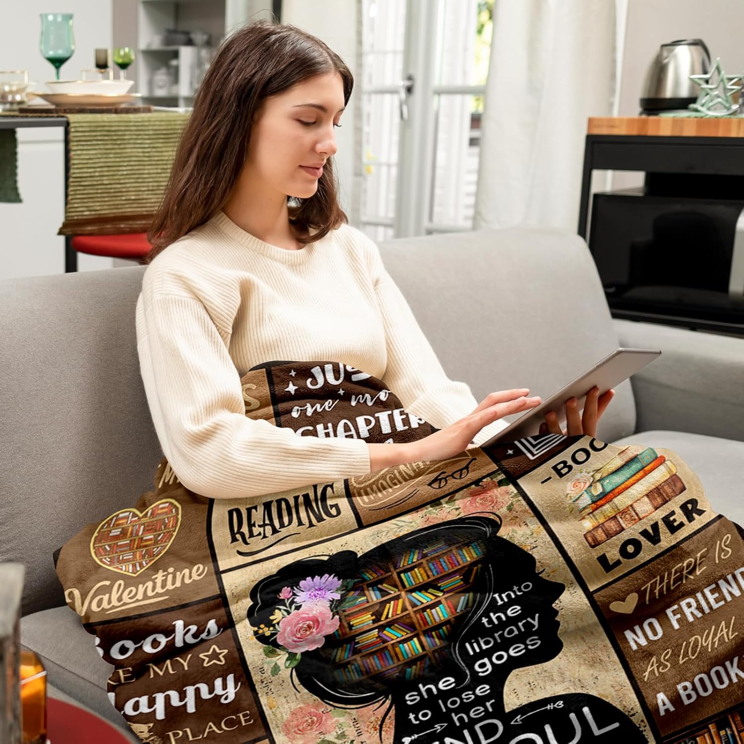 Book Lovers Gifts - Gifts for Book Lovers - Booklover Gift for Women - Bookworm Librarian Readers Booklover Bookish Reading Accessorie Blankets Present for Women Girls - Books Lover Blanket 50"X60" - Image 3