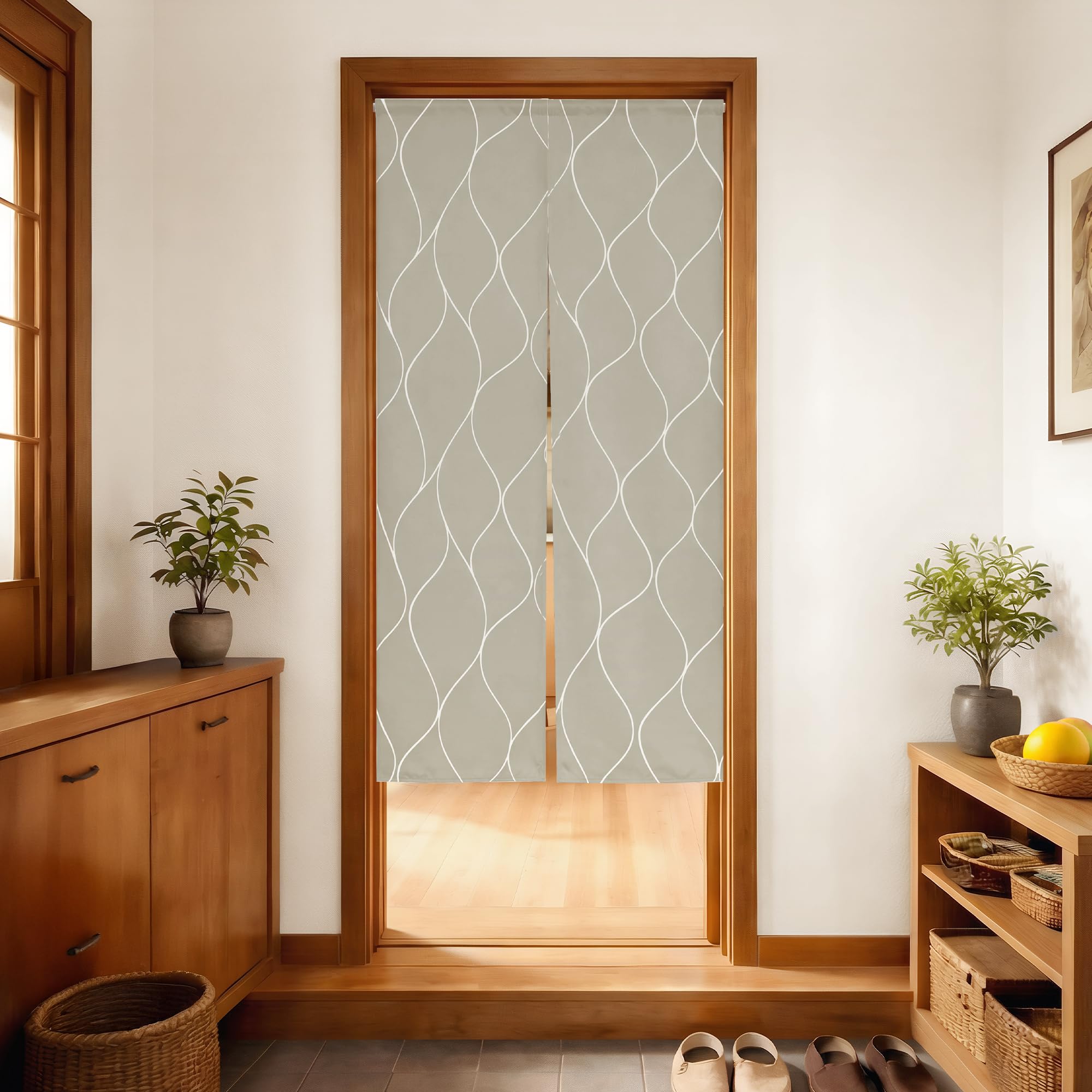 Foil-Stripe Blackout Noren Curtain 72×150cm