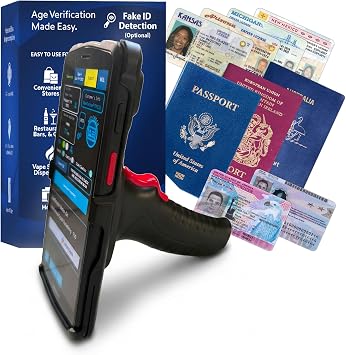 Portable Drivers License, ID & Passport Scanner with Handle for Bars, Clubs & Retail Age Verification & Customer Management Optional Fake ID Detection Intellicheck All 50 States 2026