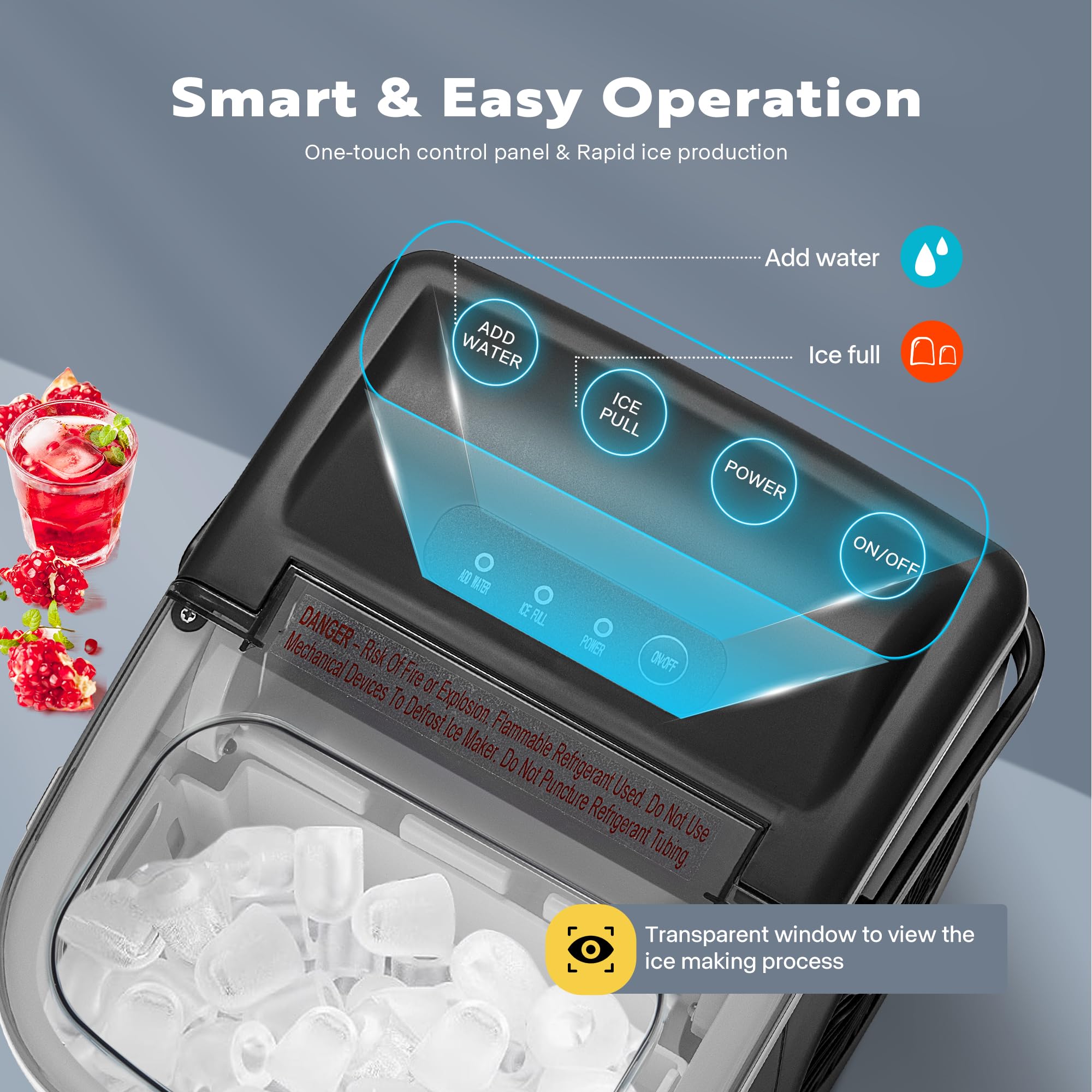 VIVOHOME Countertop Ice Maker with Handle 26lbs/Day 9 Ice Cubes in 6 Mins Portable Ice Maker Machine 10 Ice Bags and Self Cleaning Ice Cube Maker Black on Fridge.com