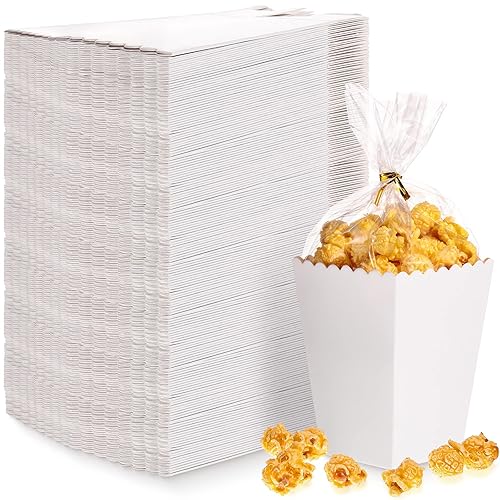 Juego de mini cajas de palomitas de maíz y bolsa transparente para golosinas, bolsas de palomitas de maíz a granel, recipientes de papel con bolsas