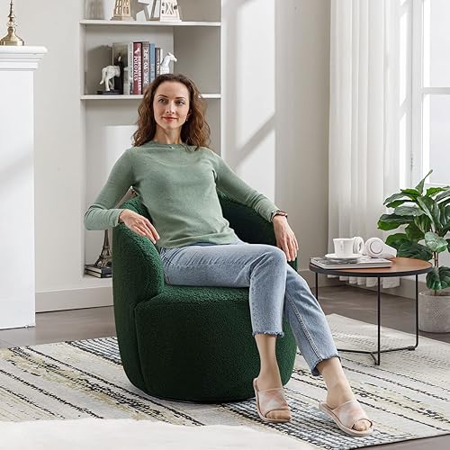 Miniatura 46 de KIVENJAJA Teddy Sherpa - Silla giratoria tapizada con brazo redondo moderno, giratorio de 360 grados, sillón individual pequeño para guardería, sala