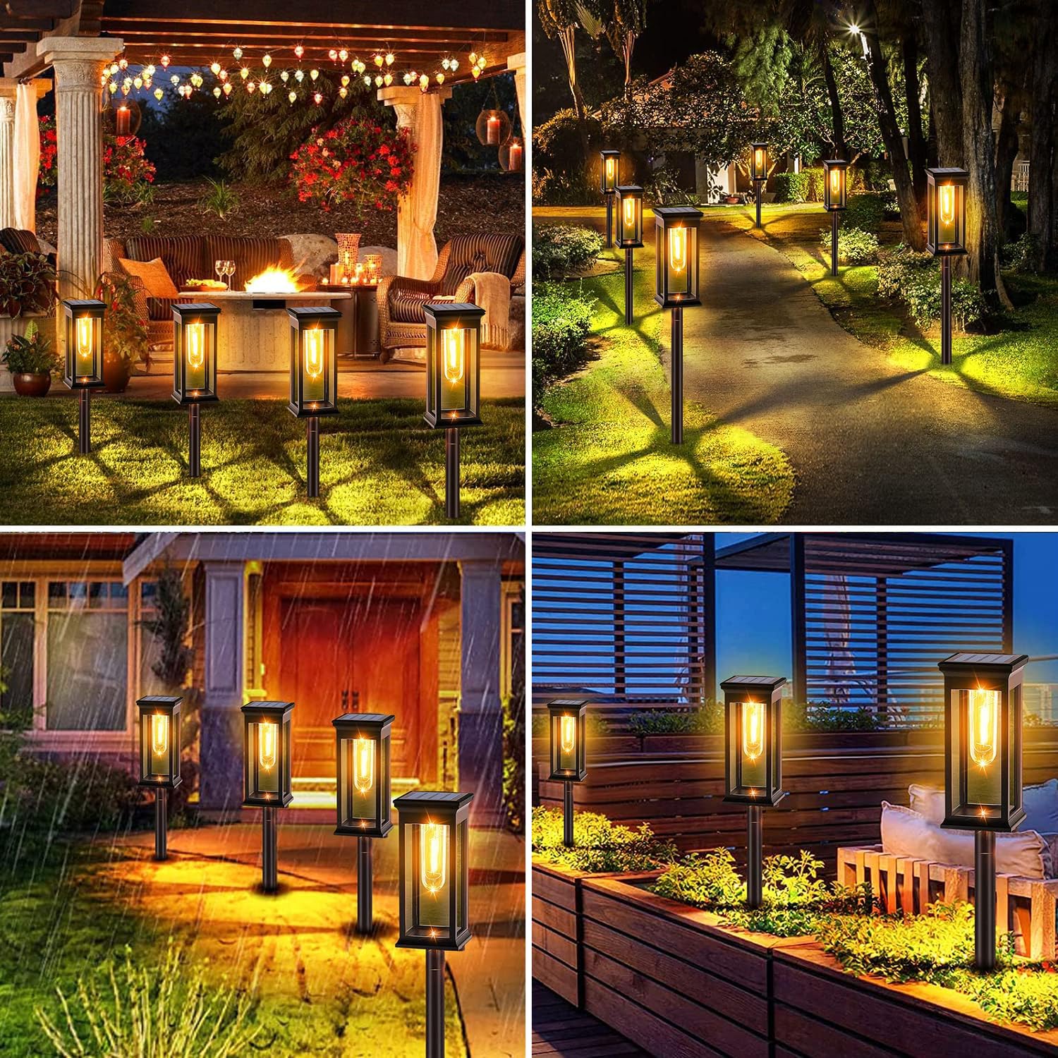 Solarlampen für Außen Garten, 12 Stück Solarleuchten für Außen, 3000K Solar Gartenleuchten für Außen，Wasserdichte Solarleuchten Garten, Auto Ein/Aus Solar für Den Garten Hof Rasen Gehweg Dekor