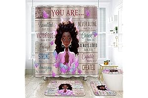 NEWSUYAA Black Girl Shower Curtain with Bath Rugs Set