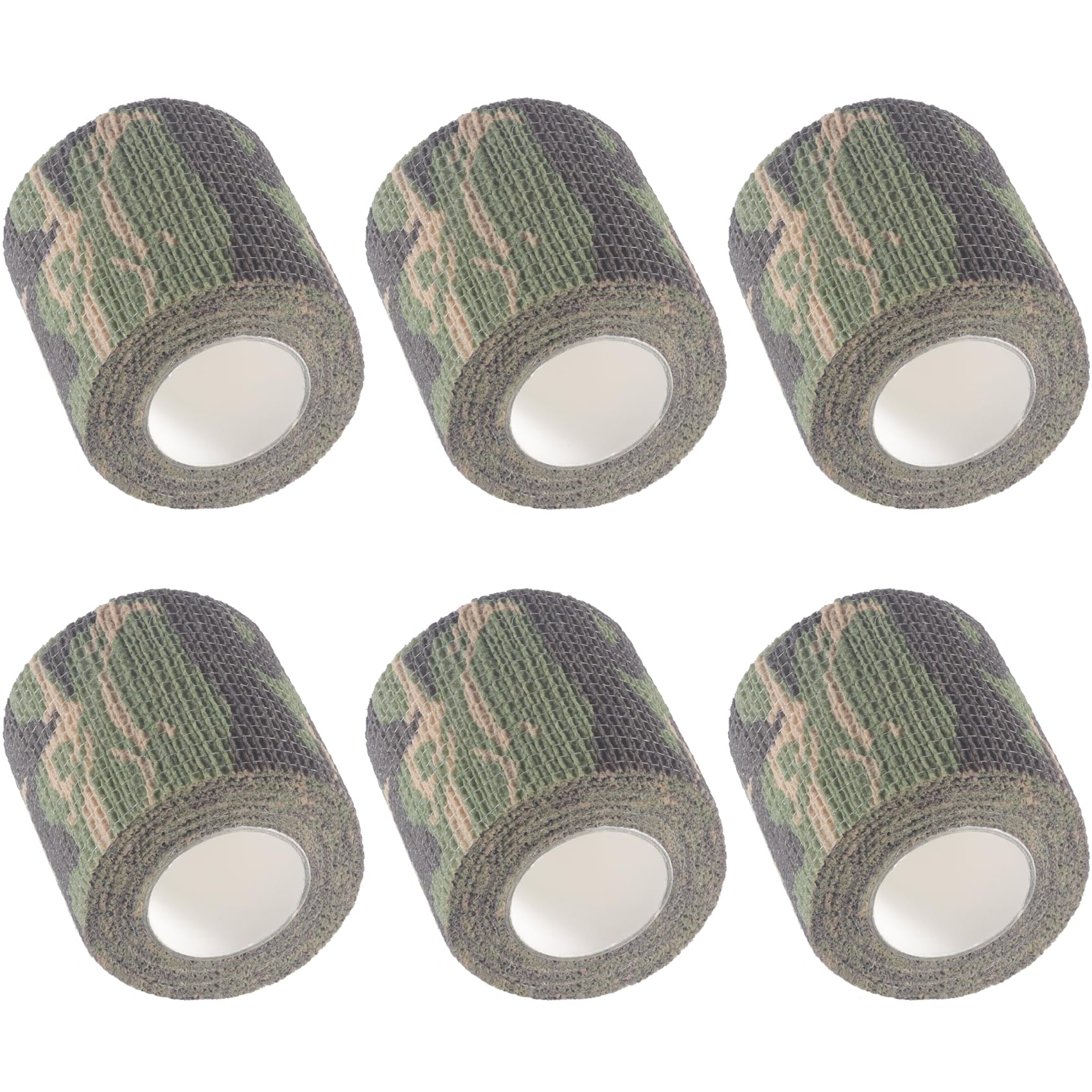 IndigoCase 6 Pack Self Adhesive Bandage Wrap 2 Inch, Woodland-Camo Color Bandages Variety Pack, Elastic Grip Tape, Sports Wraps, Vet Wrap, Large