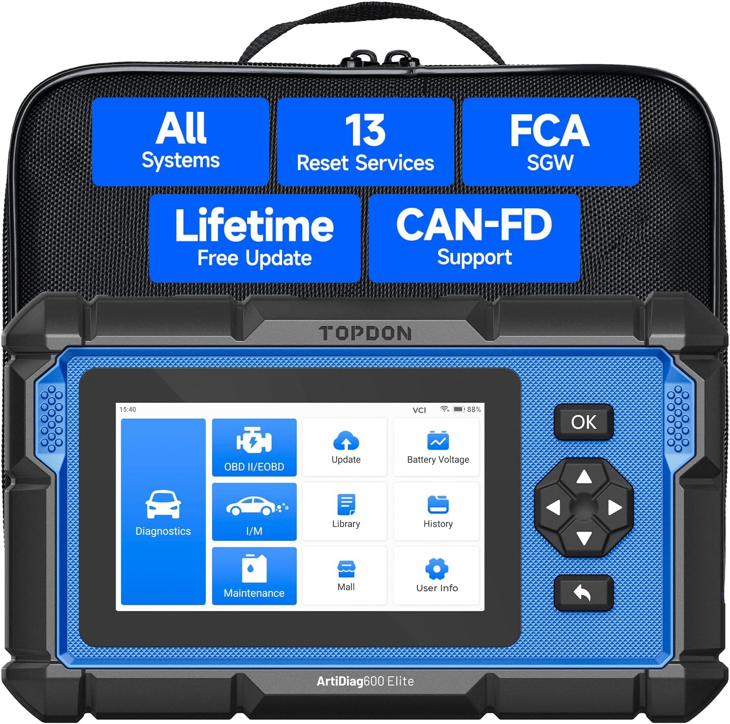 TOPDON ArtiDiag600 Elite Full-System Car Diagnostic Tool, 13+ Services
