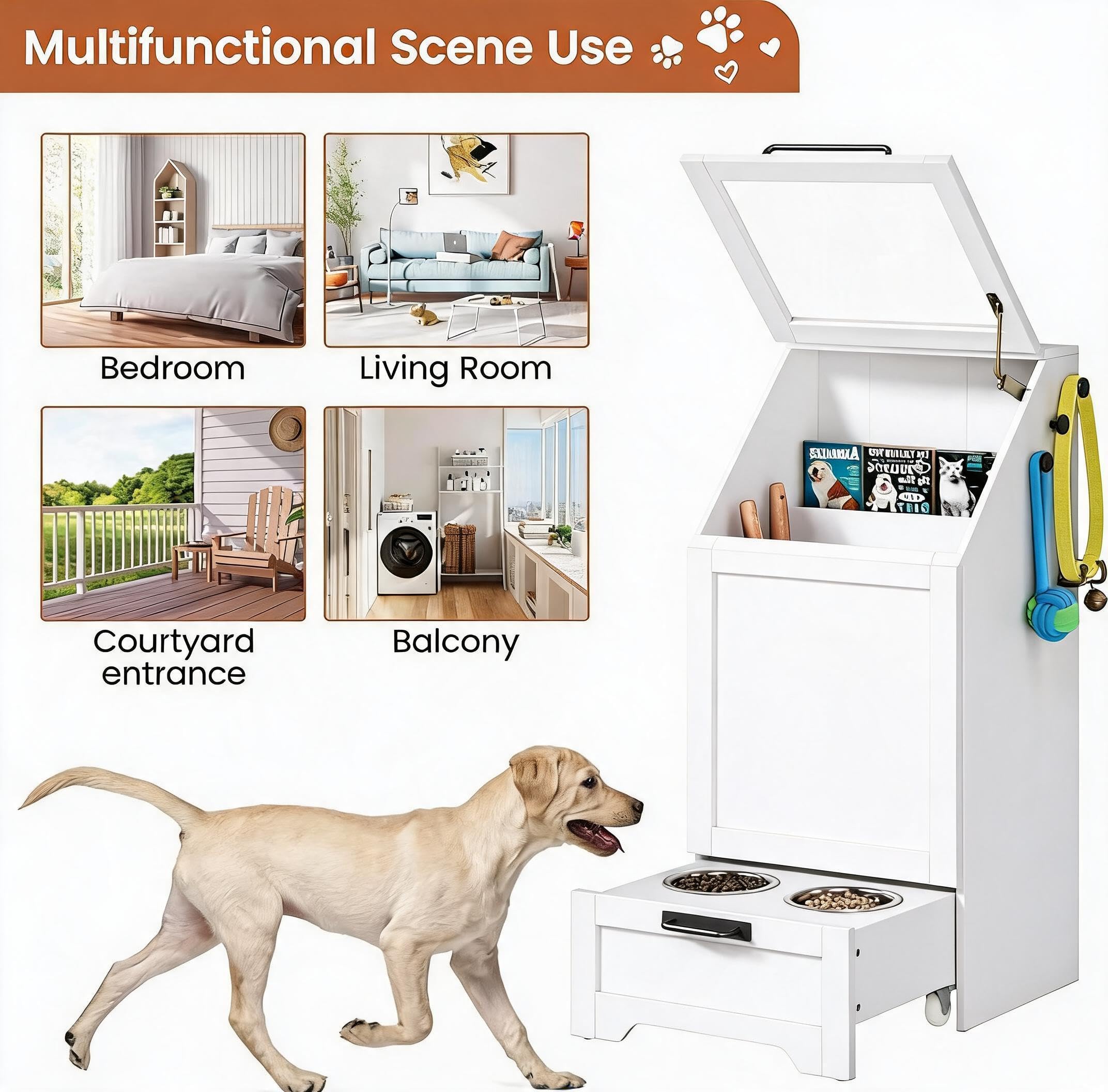 Garvee Estación de alimentación para perros con mueble contenedor para