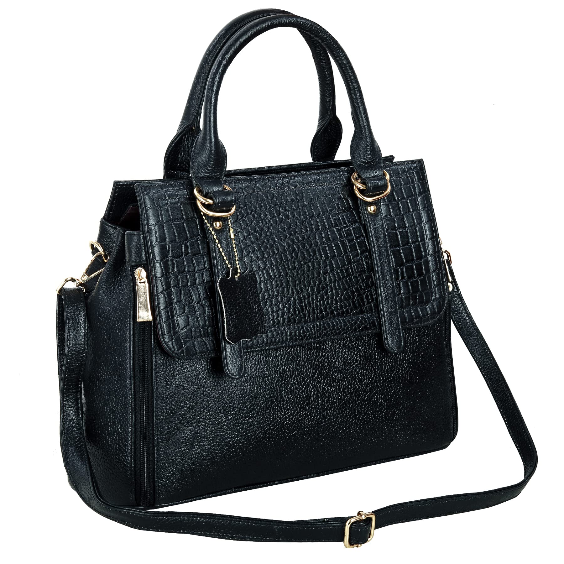 HYATT Leather Accessories Natural Leather Top-Handle satchel Tote Ladies Handbags & Shoulder Sling Bags For Women Office Branded Stylish Latest Size-L-11 X H-10 x W- 5 In (BLACK) (Black) (B0BS4GG8T7) Amazon Price History, Amazon Price Tracker