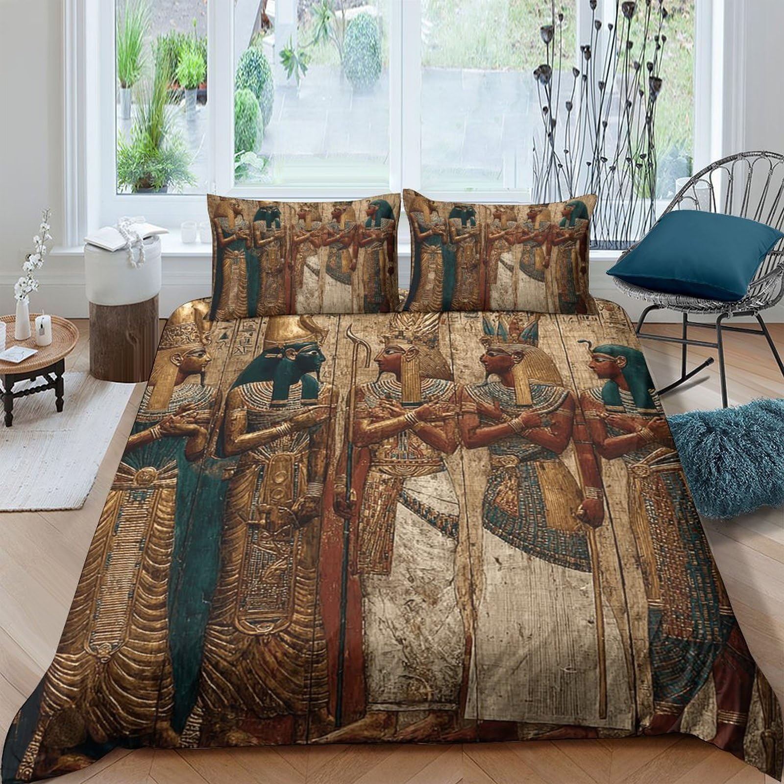 Ctjqhvkz Style-2 3D Printed Ancient Egyptian Art Fitted Sheet Microfiber Soft Breathable Pharaoh Style Mattress Cover For Bedroom Decor Single（135X200cm）