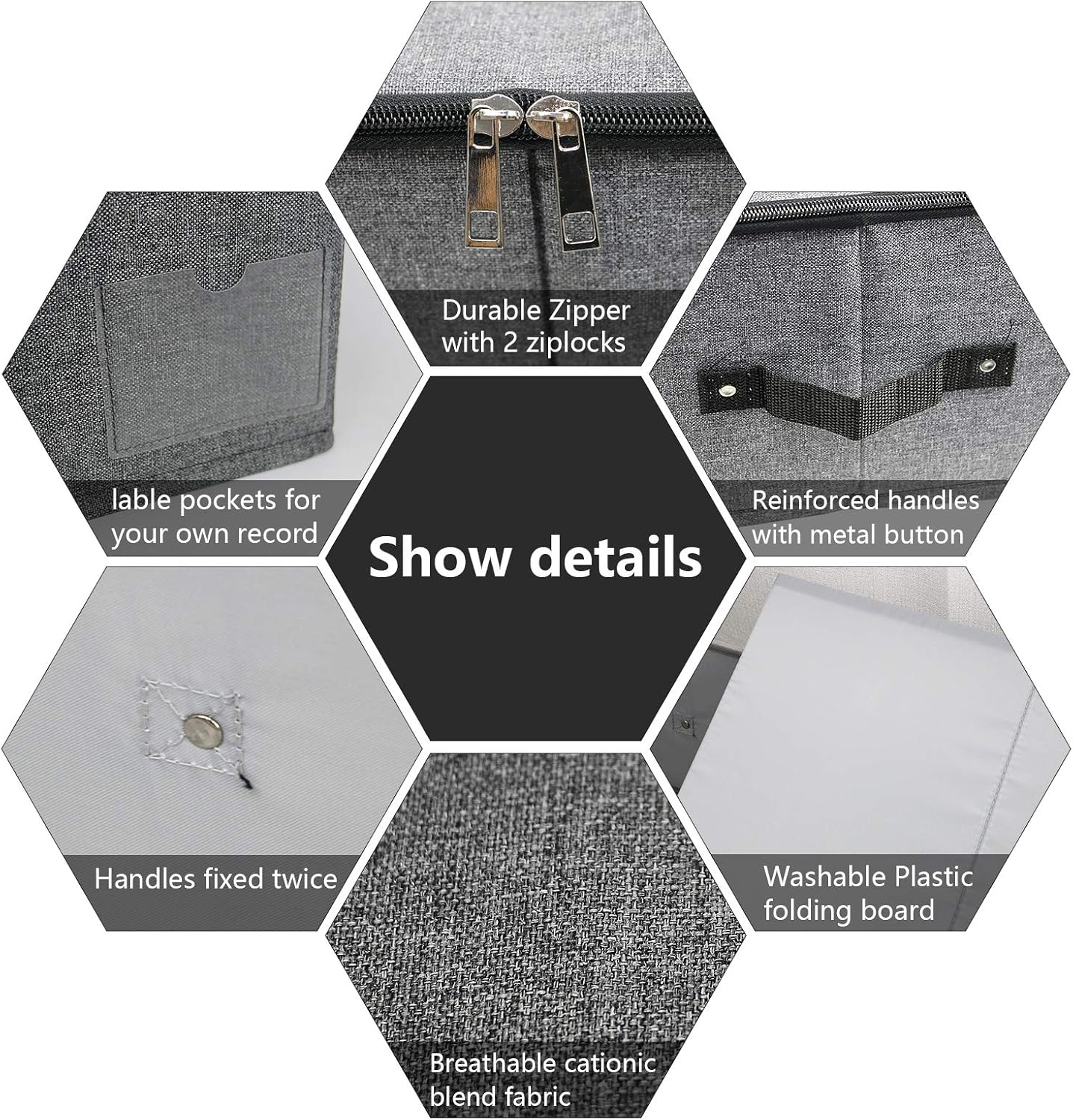 AMJ Extra Length Under Bed Storage Organization Containers for Shoes, Clothing, Bedding, 35.5 x 16.5 x 7“, Black Gray - Image 3