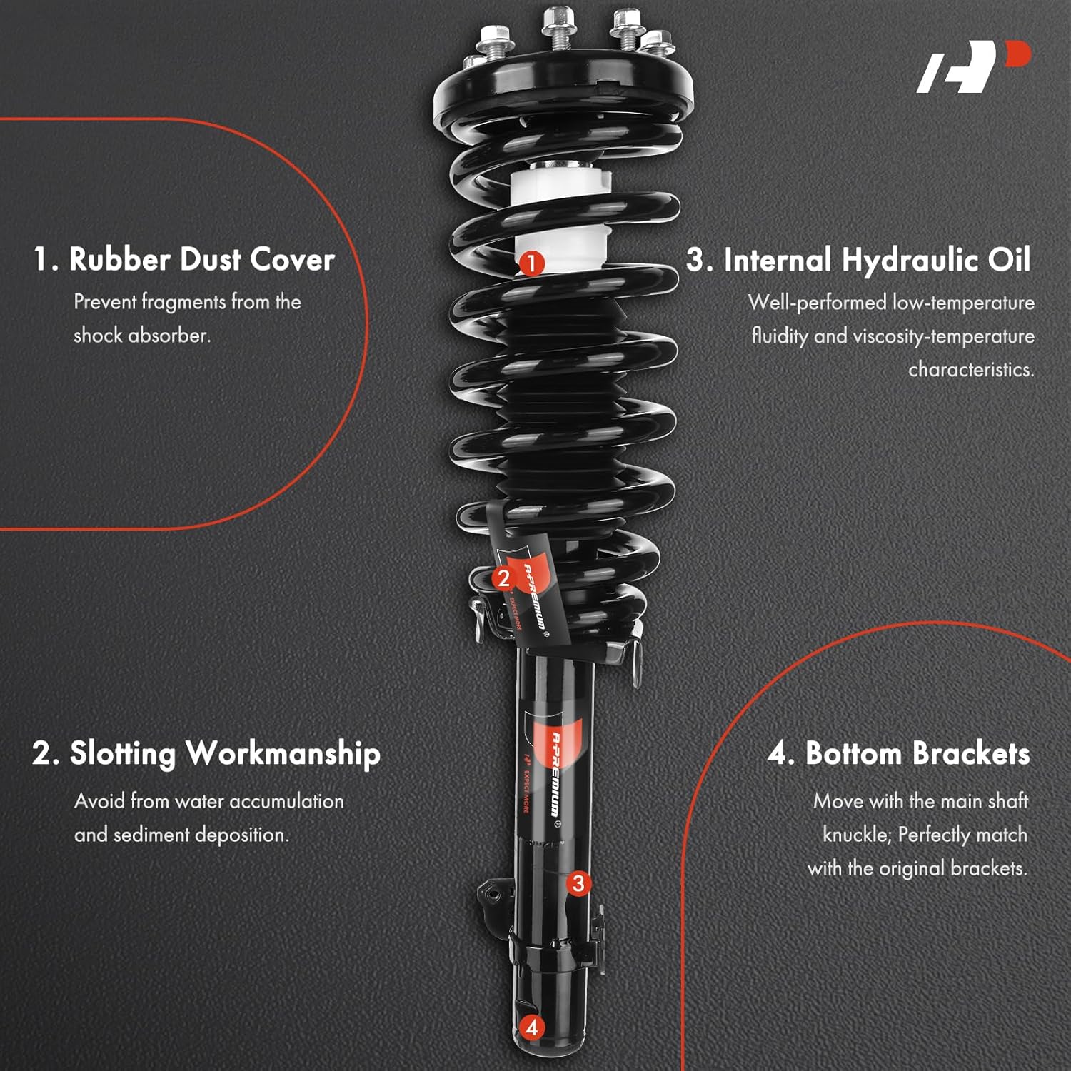 A-Premium Front Struts Compatible with Honda Accord 2008-2012 [2.4L], Accord 2008-2012 [3.5L Coupe] - 2x Replacement Suspension Complete Strut Assembly Shock with Coil Spring