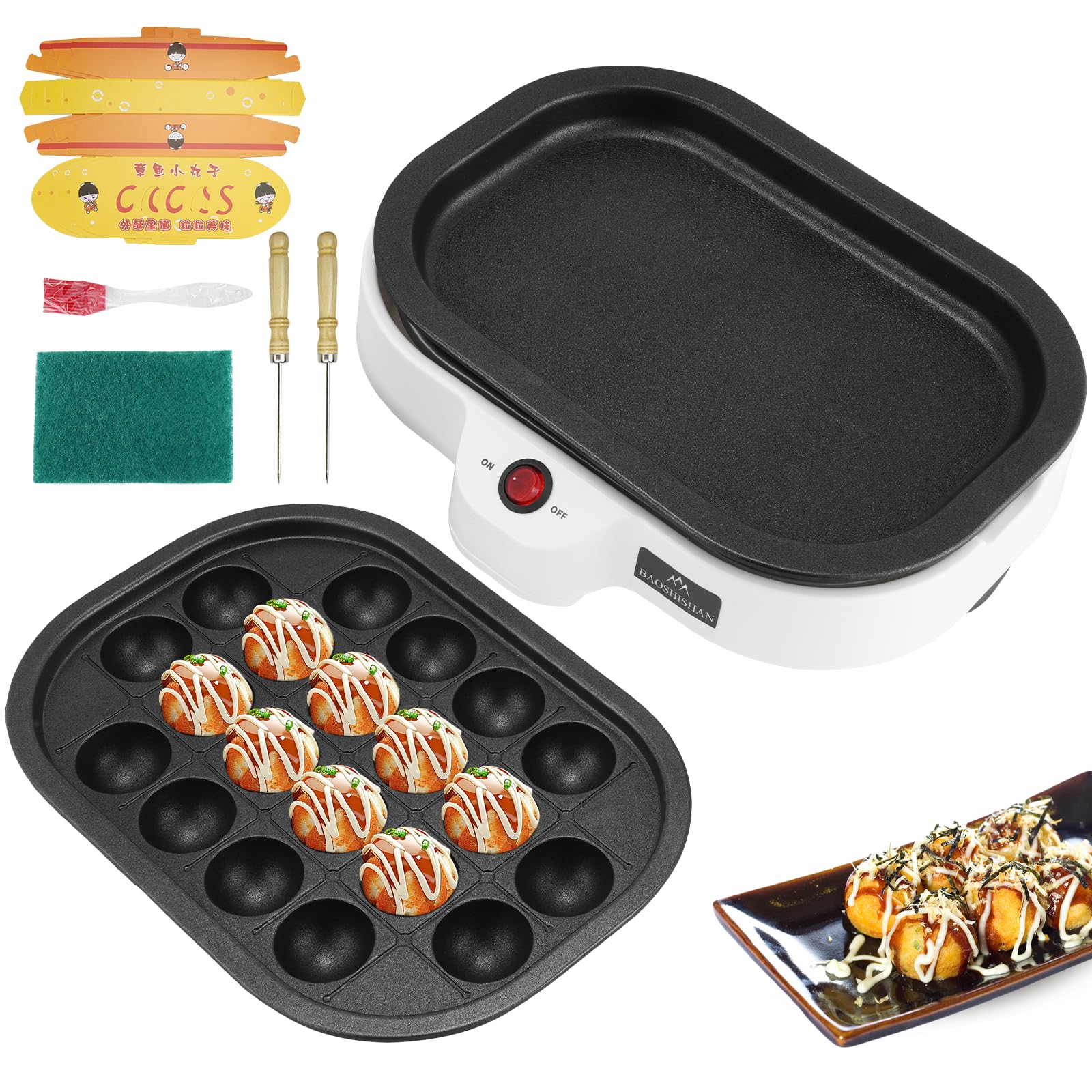 BAOSHISHAN Takoyaki Maker Macchina Elettrica per Palline di Polpo 20 Fori 220 V