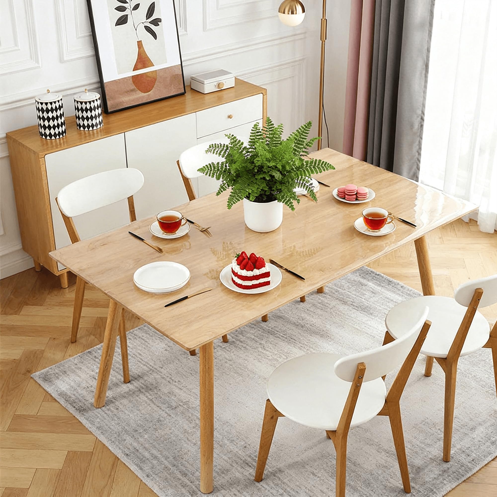 Nappe transparente 150x385 cm en plastique lavable imperméable pour grande table