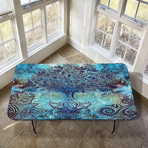 XISUNYA Mantel ajustable elástico de mandala, mantel rectangular de 24 x 48 pulgadas para mesa plegable de 4 pies, estilo grunge, diseño de mandala disponible en Yaxa Colombia