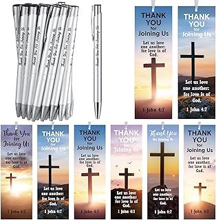 72 Pcs/36 Sets Church Welcome Gifts Bulk Includes 36 Pcs Church Visitor Bookmarks 36 Pcs Thank You for Joining Us Ballpoint Pens with Gift Bags for Visitors Prayers Baptism Party Favors