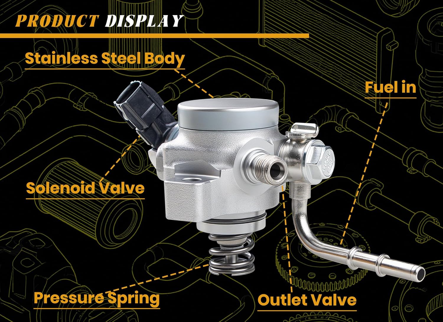 16790-5J6-A01 High Pressure Fuel Pump Compatible with Honda Acura MDX RLX TLX 3.5L V6 2014-2020, Replaces #16790-R9S-A01, 16790-R9P-A01, 16790-5J6-305