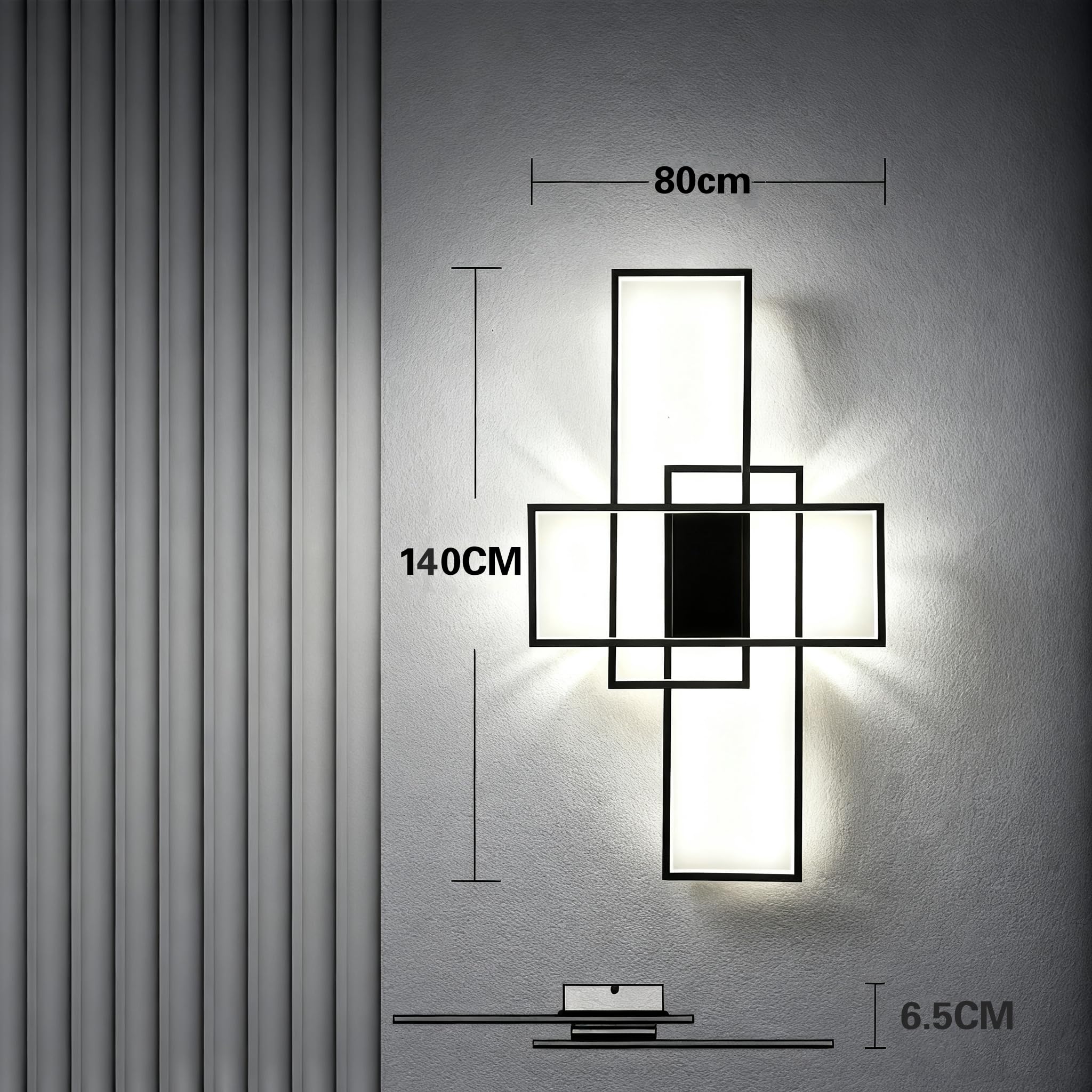 Nowoczesna lampa sufitowa LED, 3000k-6500k LED, lampa sufitowa Led do salonu z pilotem do łazienki, sypialni, kuchni, balkonu, przedpokoju, garażu, oświetlenia sufitowego na schody (czarny, 140 cm)