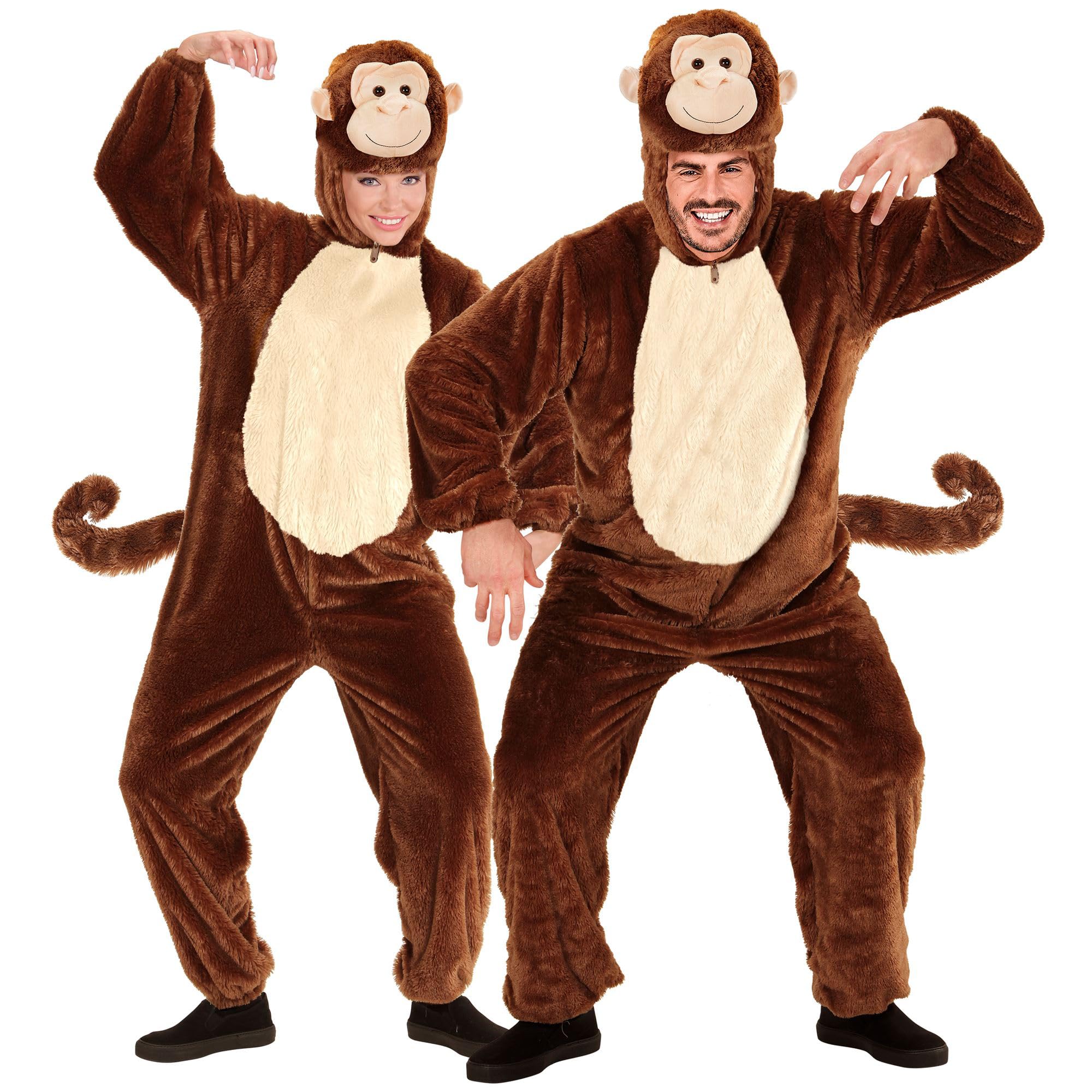 W WIDMANN MILANO Party Fashion - costume scimmia, tuta in peluche, costume da animale, scimpanzé, costumi in maschera