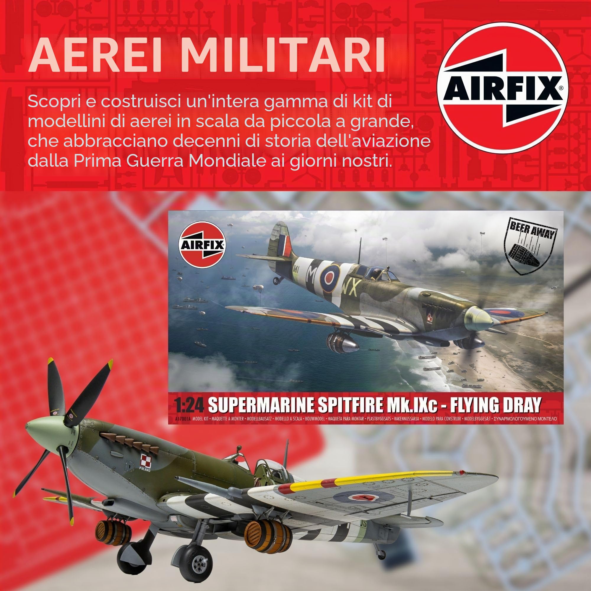 Airfix 997001-1/24 Supermarine Spitfire Mk.IXC Flying Dray, scala 1:24