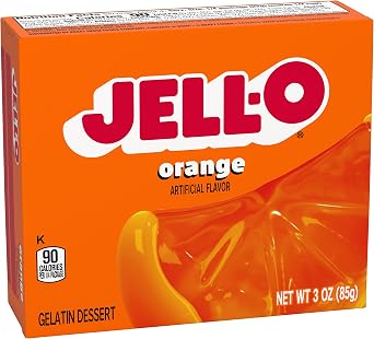 Jell-O Gelatin Dessert 3 Ounce Boxes Pack of 4 (Orange)
