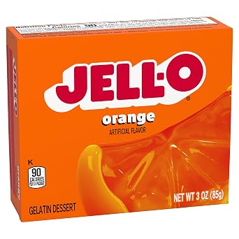 Jell-O Gelatin Dessert Mix, Orange Flavored, Fat Free, Quick & Easy Dessert, 3 oz (Pack of 4)