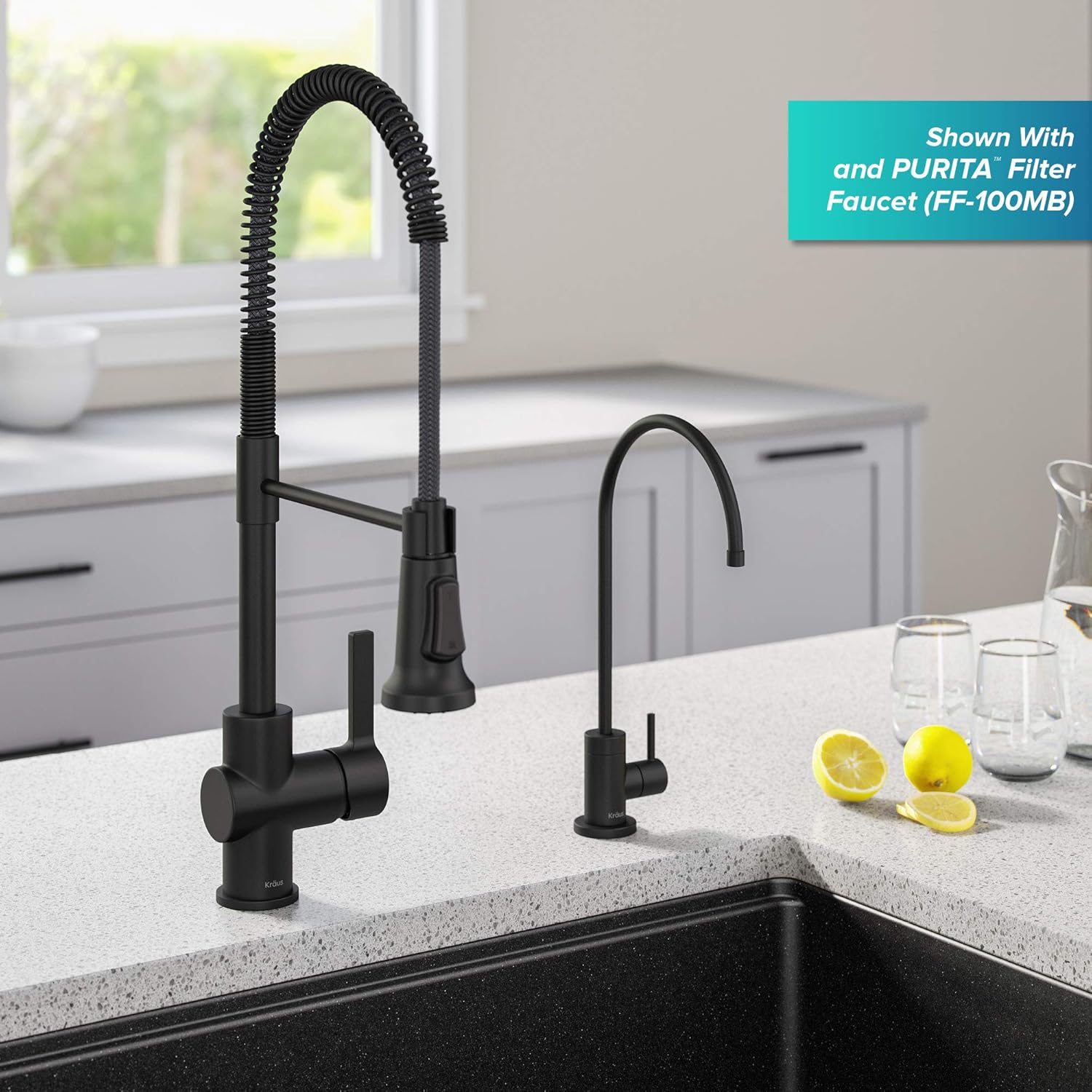 Review Kraus KPF-1691MB Britt Commercial Style Pull-Down Single Handle Kitchen Faucet, Matte Black