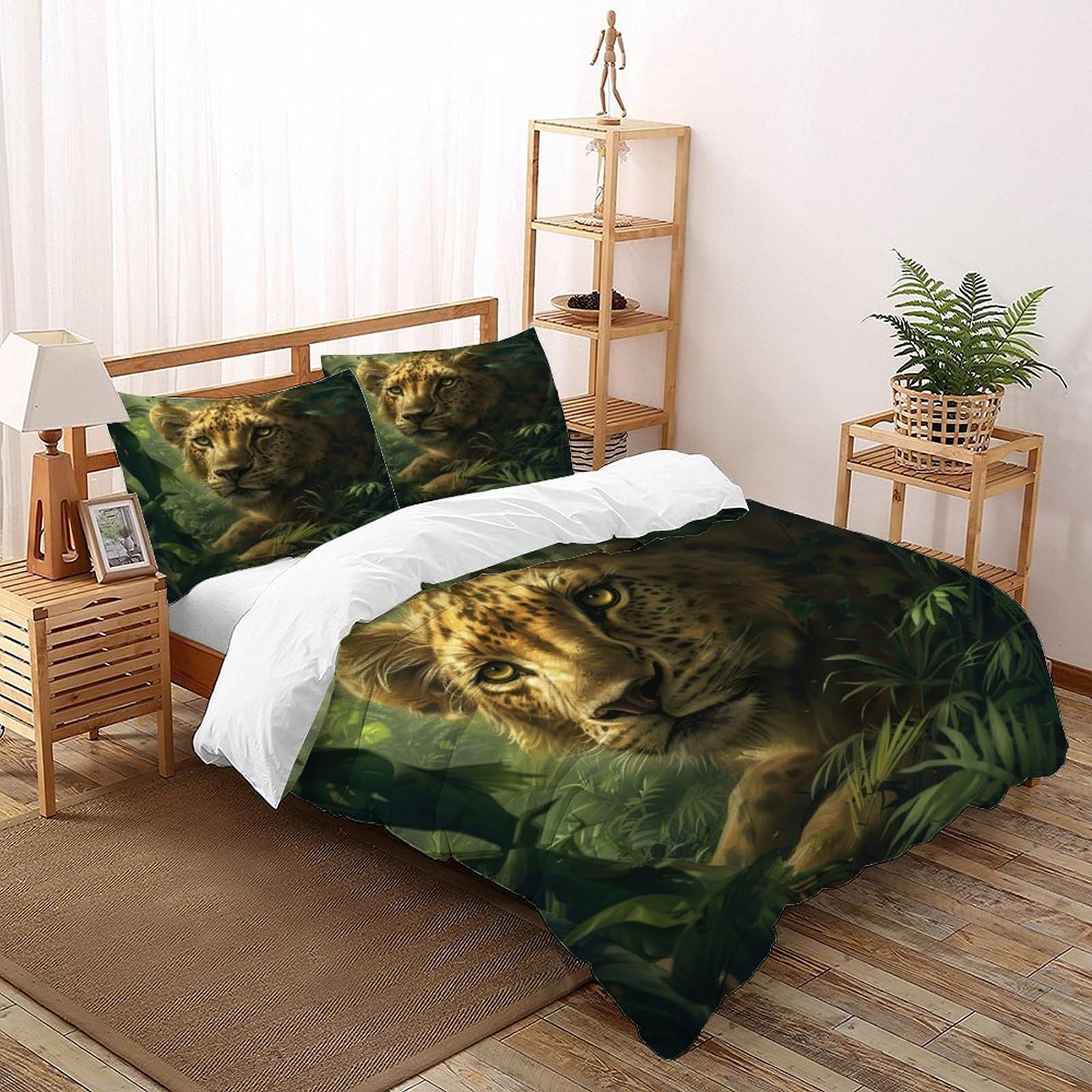 Housse de couette léopard 3D parure de lit microfibre finitions soignées