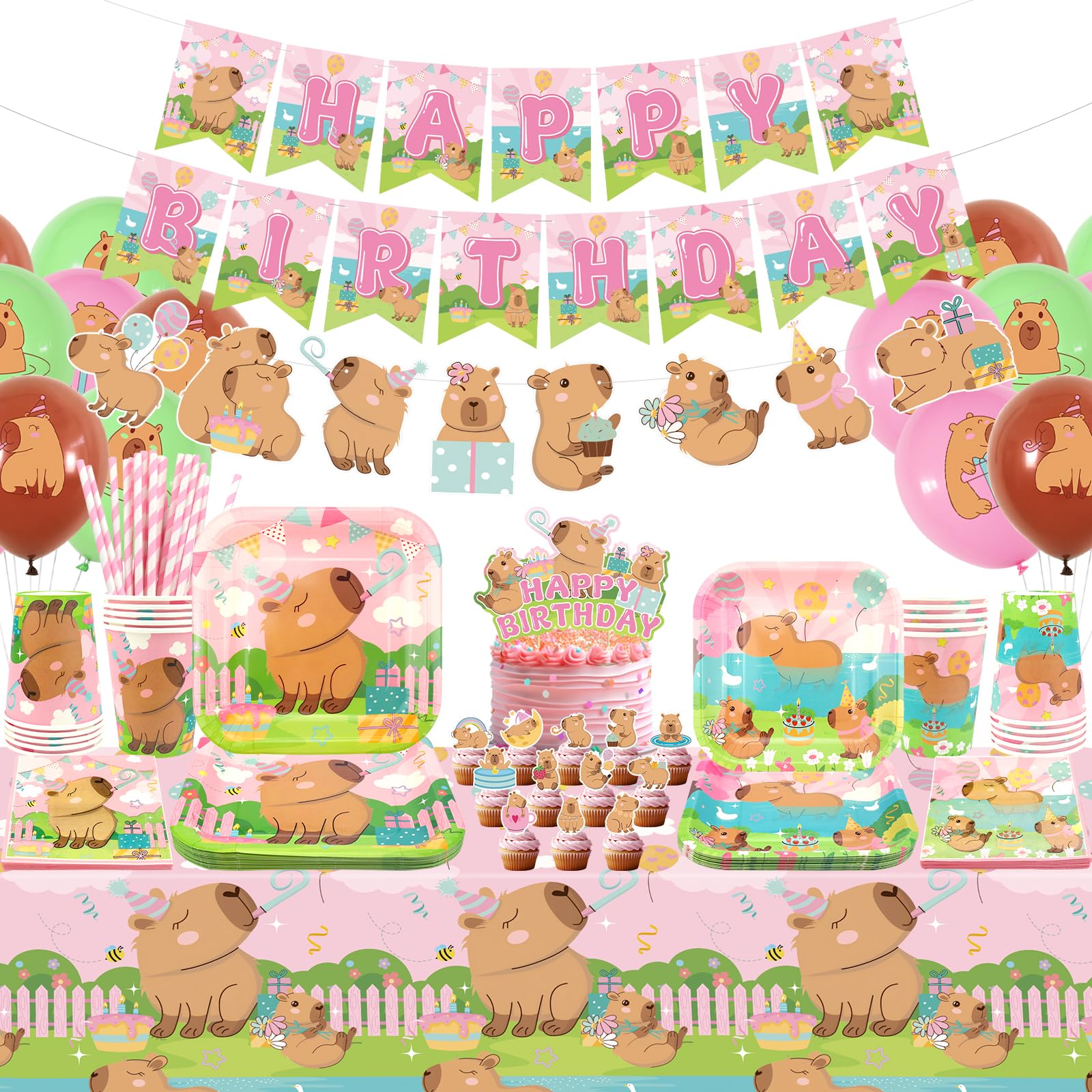 Fiesta Capybara: El Pack De Decoración Más Tierno Y Completo (para 20 Invitados)