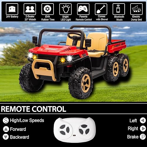 Miniatura 5 de FINITO Auto de 2 plazas de 24 V con control remoto para niños, juguetes para niños grandes, con vehículo eléctrico eléctrico, vehículo eléctrico de